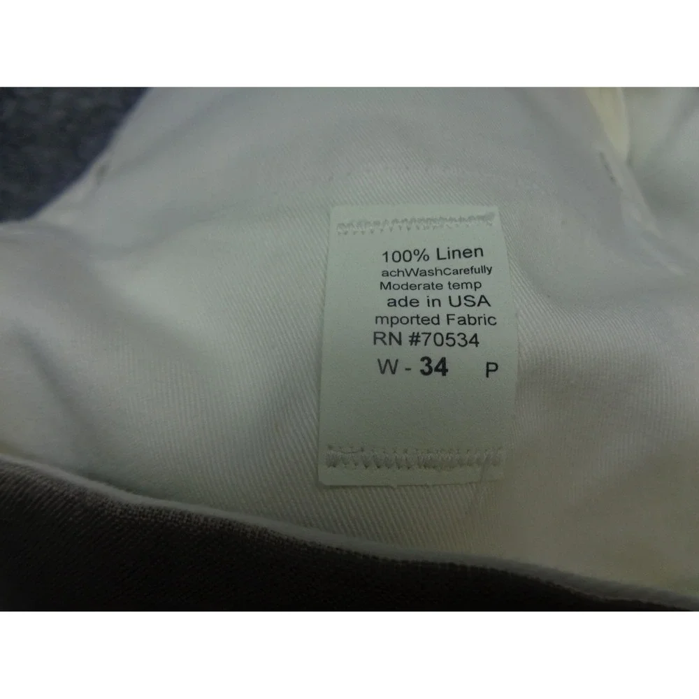 Vtg ORVIS Trouser Pants Mens 34 Beige 100% Linen Summer Classic Unhemmed NWT